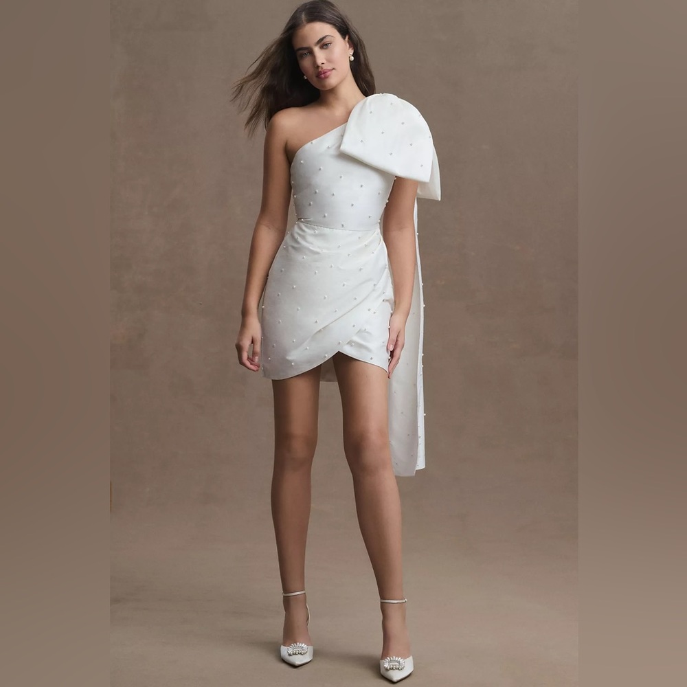 Sachin & Babi Pippa One-Shoulder Pearl-Embellished Mini Dress - Picture 1 of 14